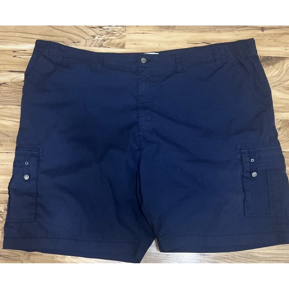 Mens VTG HABAND Size 52 casual Navy Blue Cargo‎ Shorts Vintage Stretch